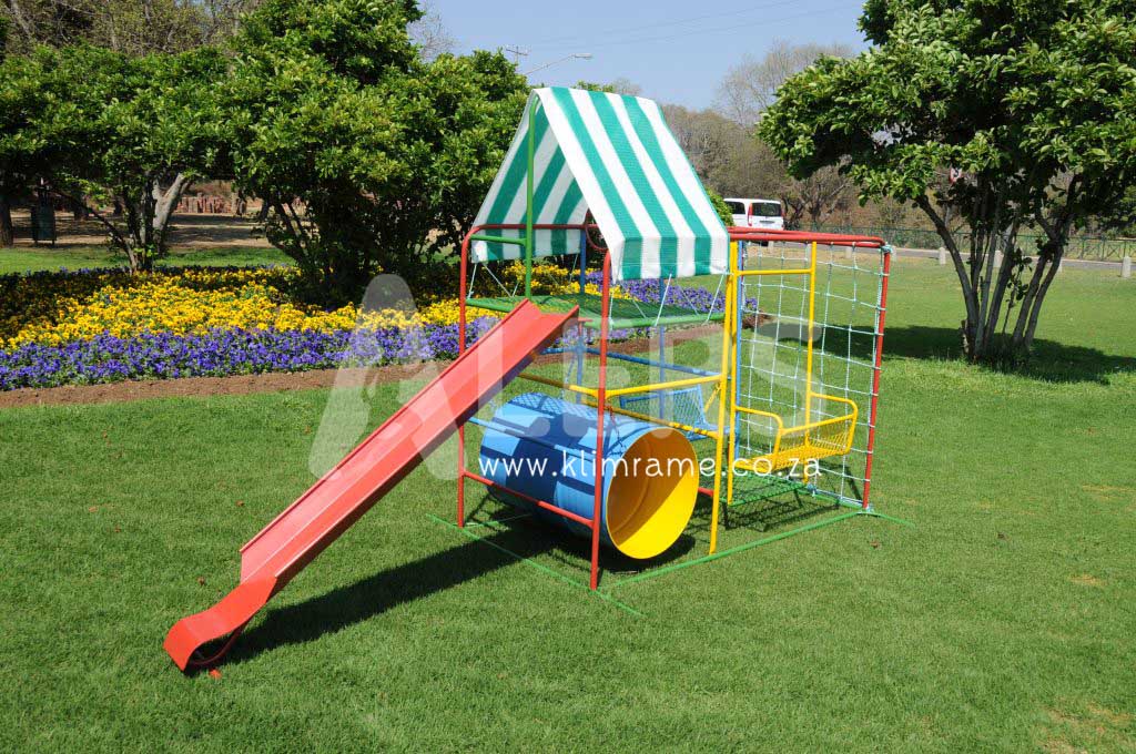 Junior Jungle Gym With 4 Seater Doubleswing + 2m Steel Slide