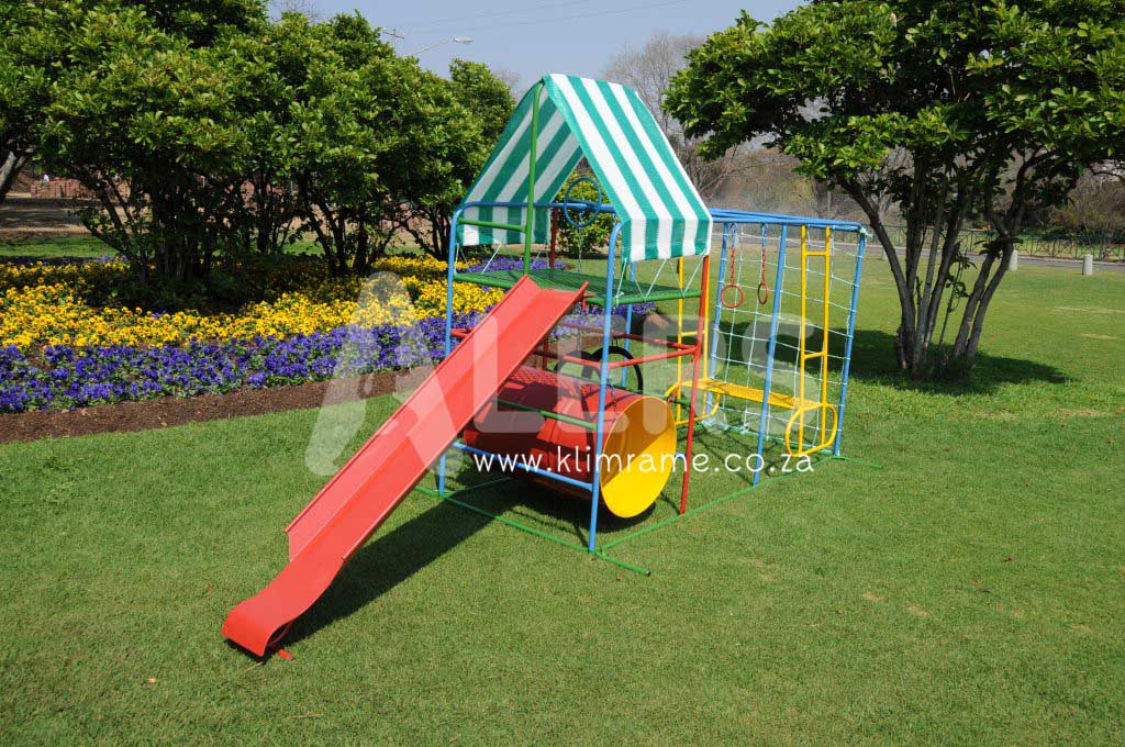 Junior Jungle Gym with See-Saw + 2m Steel Slide 